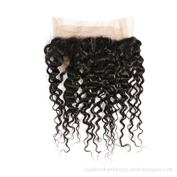 Pre Plucked Natural 100% Custom Free Parting Ear To Ear Jerry Curl Cuticle Aligned Curly 360 Frontal Closure